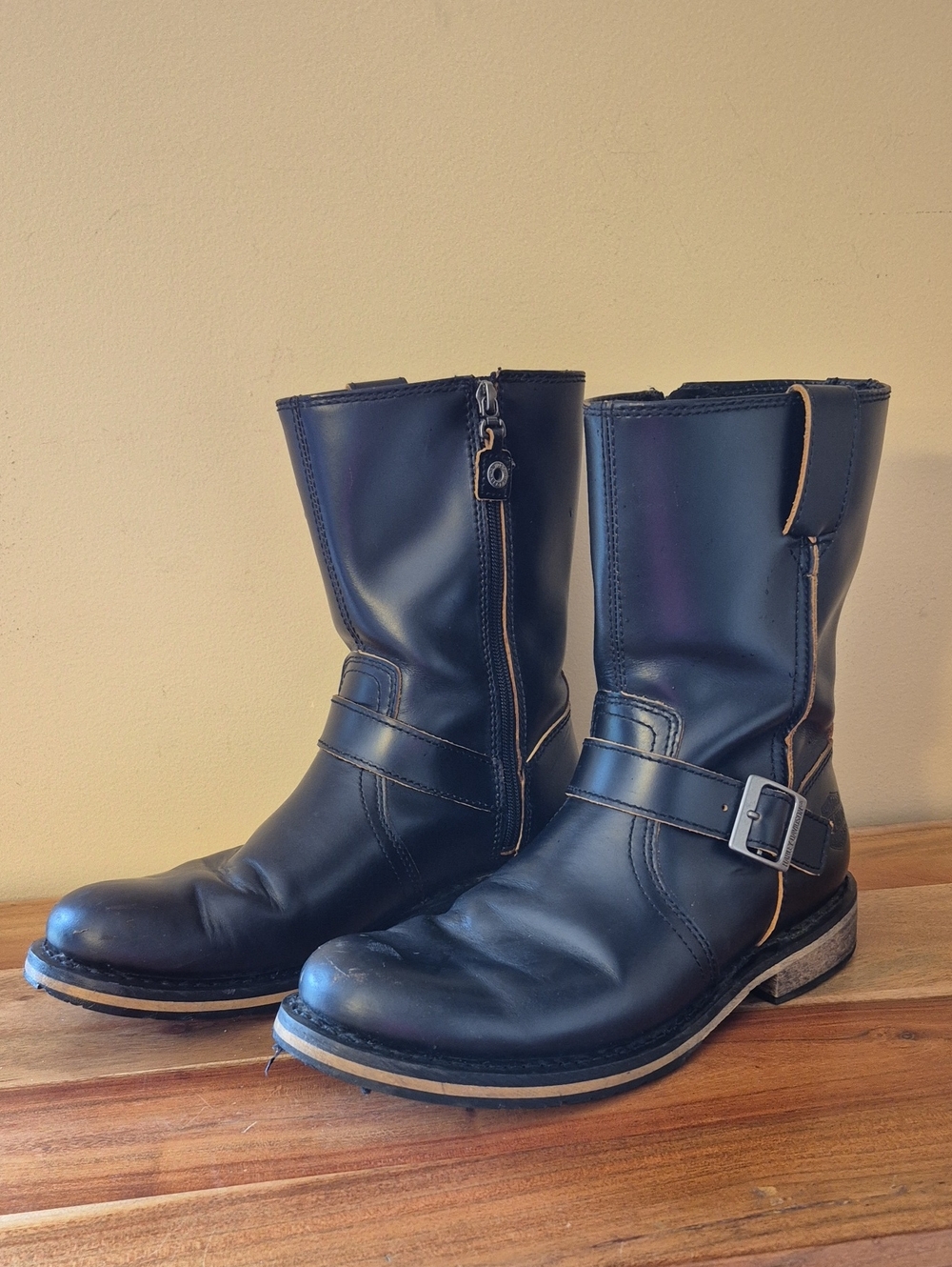 Men's Harley Davidson D93667 Dendon Black Leather Motorcycle Boots - Sz. 8.5
